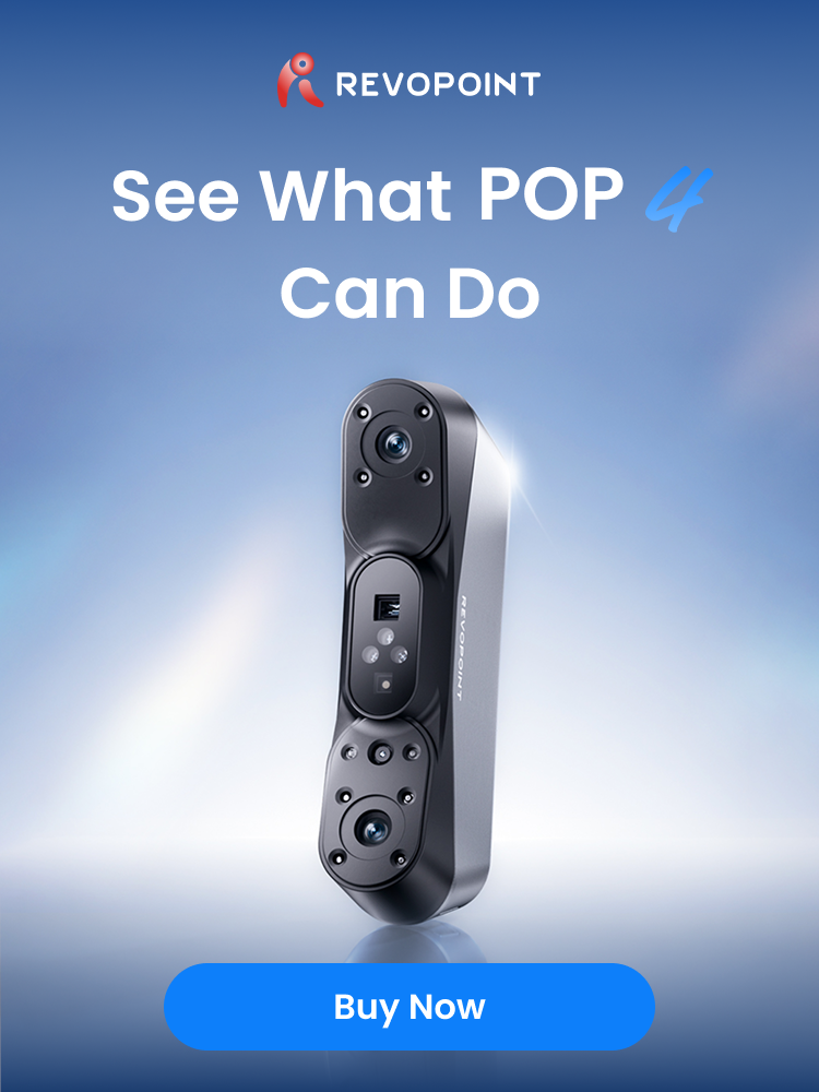 REVOPOINT POP 4 handheld 3D scanner promotional image