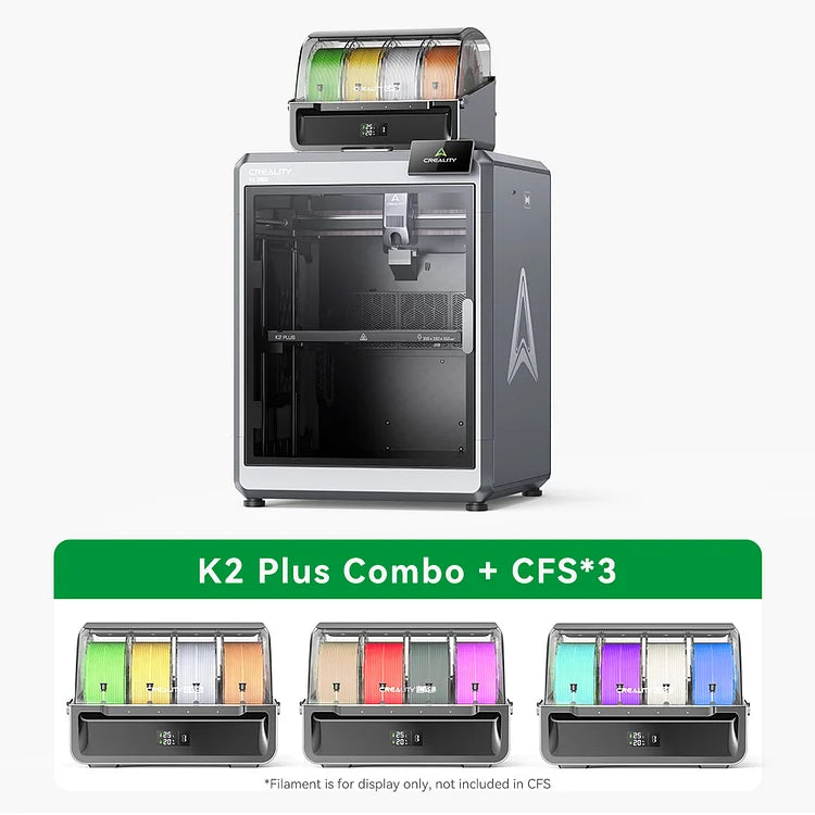 Creality K2 Plus Combo 3D Printer, Multicolor Printing with 16 Colors with CFS (CFS sold separately or in Combo Purchase Only), 600mm/s High-Speed Printing, Dual AI Cameras for Monitoring, Full-Auto Leveling- Printing Size: 350 x 350 x 350mm