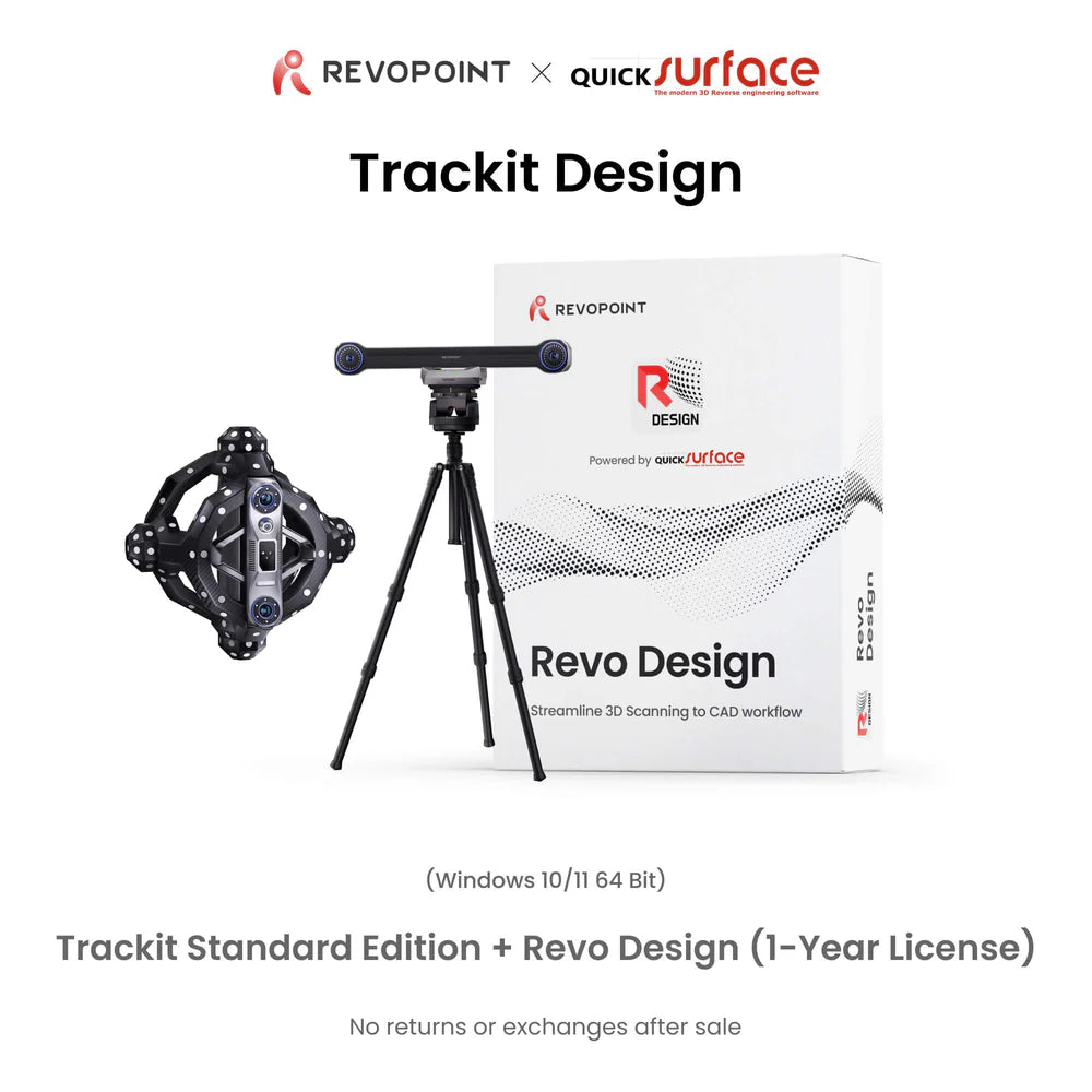 Revo Design product with tripod and packaging on a white background