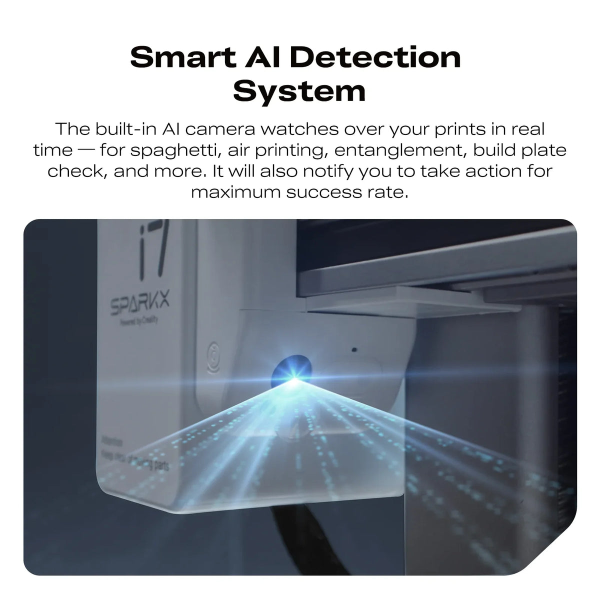 Smart AI Detection System with text explaining its functions on a white background