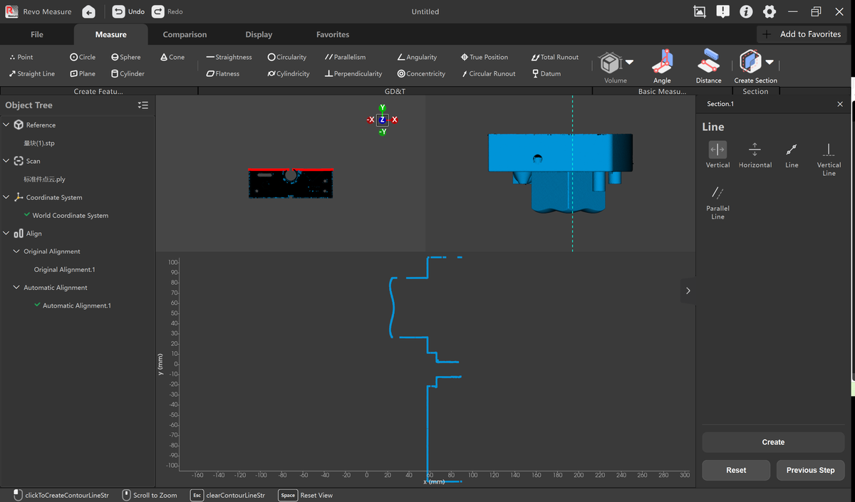 Revo Measure section interface