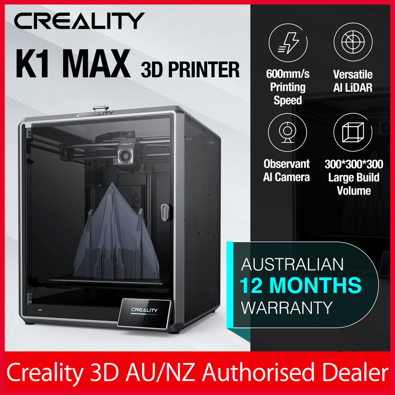 Creality K1 Max FDM 3D Printer CoreXY with 300x300x300mm Large Build  600mm/s Printing Speed Large Hotend Buit-in AI LiDAR and AI Camera Smart  G-sensor Support Support Dual Hands-free Aut 