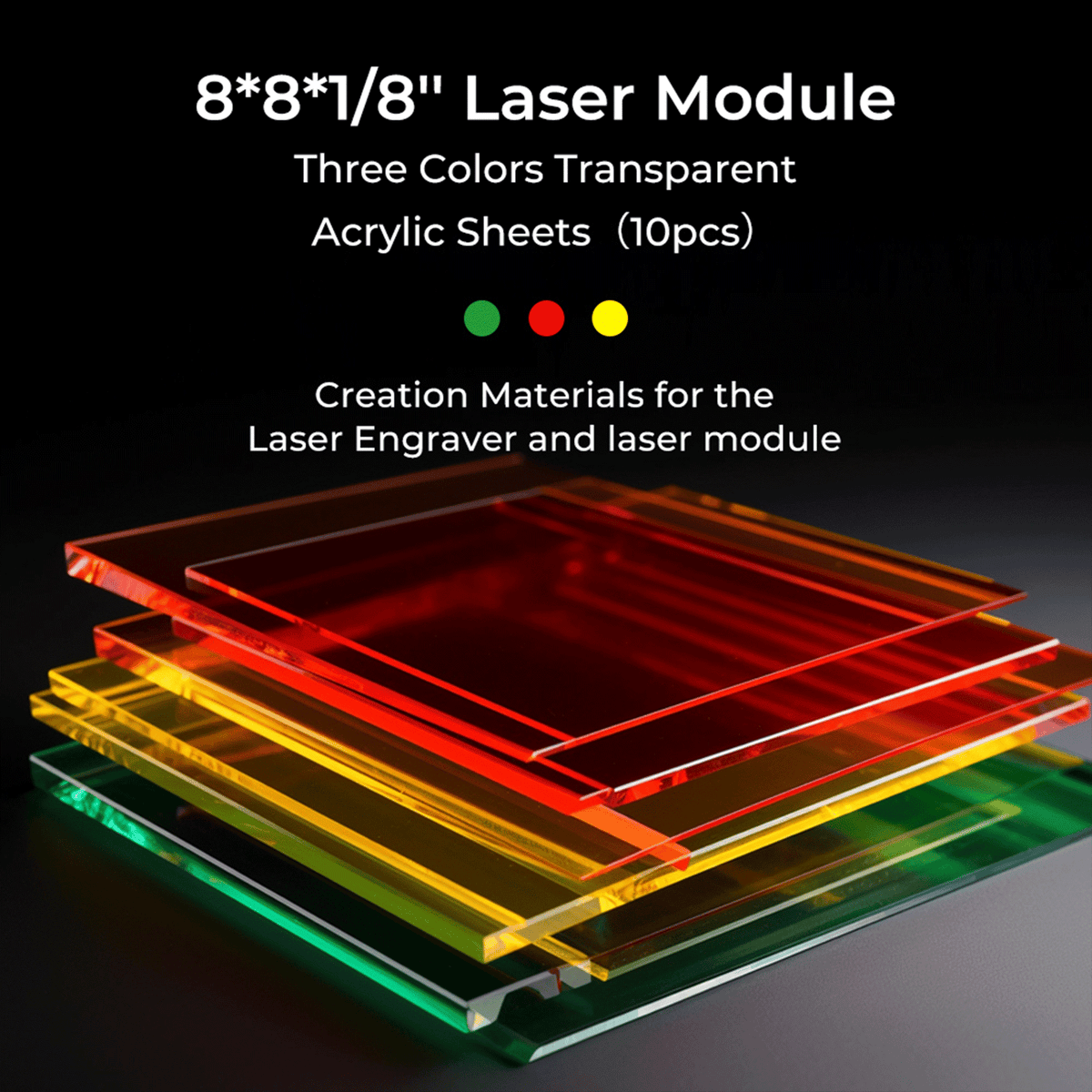 Creality 3D Falcon Series Three Colors Transparent Acrylic Sheets -Size 200 x 200 x 3mm