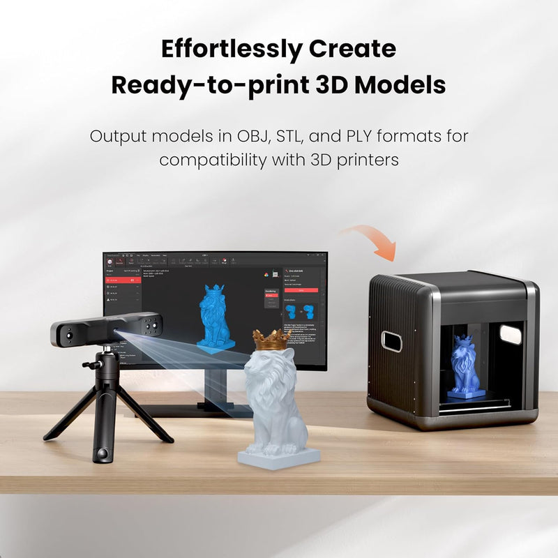 Revopoint RANGE 2 3D Scanner for 3D Printing Handheld, 3D Printer Scanner 0.1 mm Precision, 3D Modeling Built-in RGB Color Camera, Supports Body Face Large Objects Scan, Support Win/Android/iOS/macOS