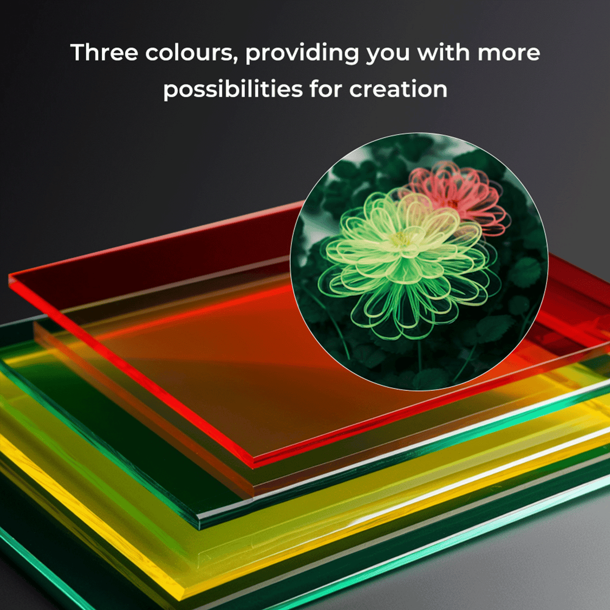 Creality 3D Falcon Series Three Colors Transparent Acrylic Sheets -Size 200 x 200 x 3mm