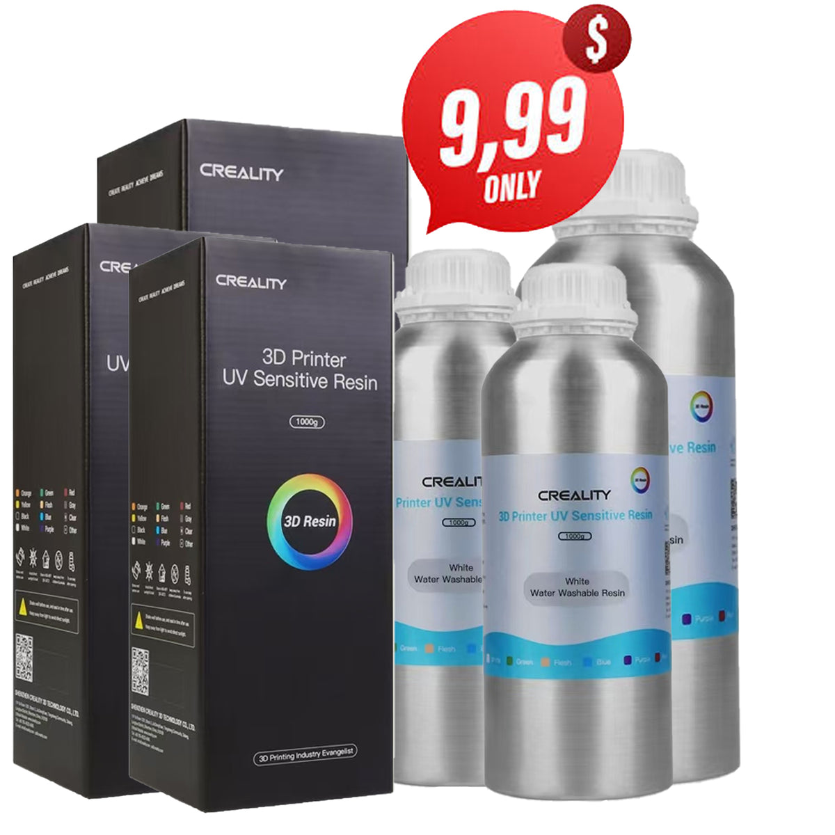 Creality 0.5 1L 3D Printing Rigid PLUS Resin UV Sensitive 405nm LCD DLP Printer-Warehouse Clearance from $9.99 AUD