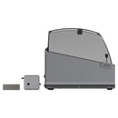 Gray protective cover with a small attached device on a white background