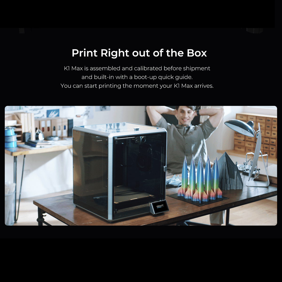 Creality K1 MAX 3D Printer Upgrade with 600mm/s Printing Speed, 300°C High-Temperature Nozzle, Direct Extruder Hands-Free Auto Leveling Dual Z Axes Stable Cube Frame- Print Size: 300 x 300 x 300mm