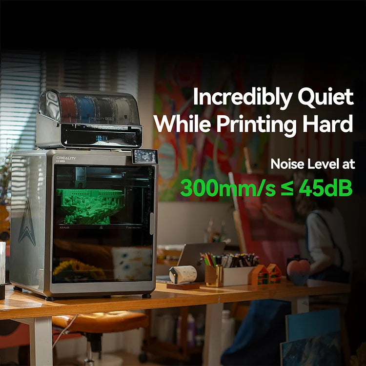 Creality K2 Plus Combo 3D Printer, Multicolor Printing with 16 Colors with CFS (CFS sold separately or in Combo Purchase Only), 600mm/s High-Speed Printing, Dual AI Cameras for Monitoring, Full-Auto Leveling- Printing Size: 350 x 350 x 350mm