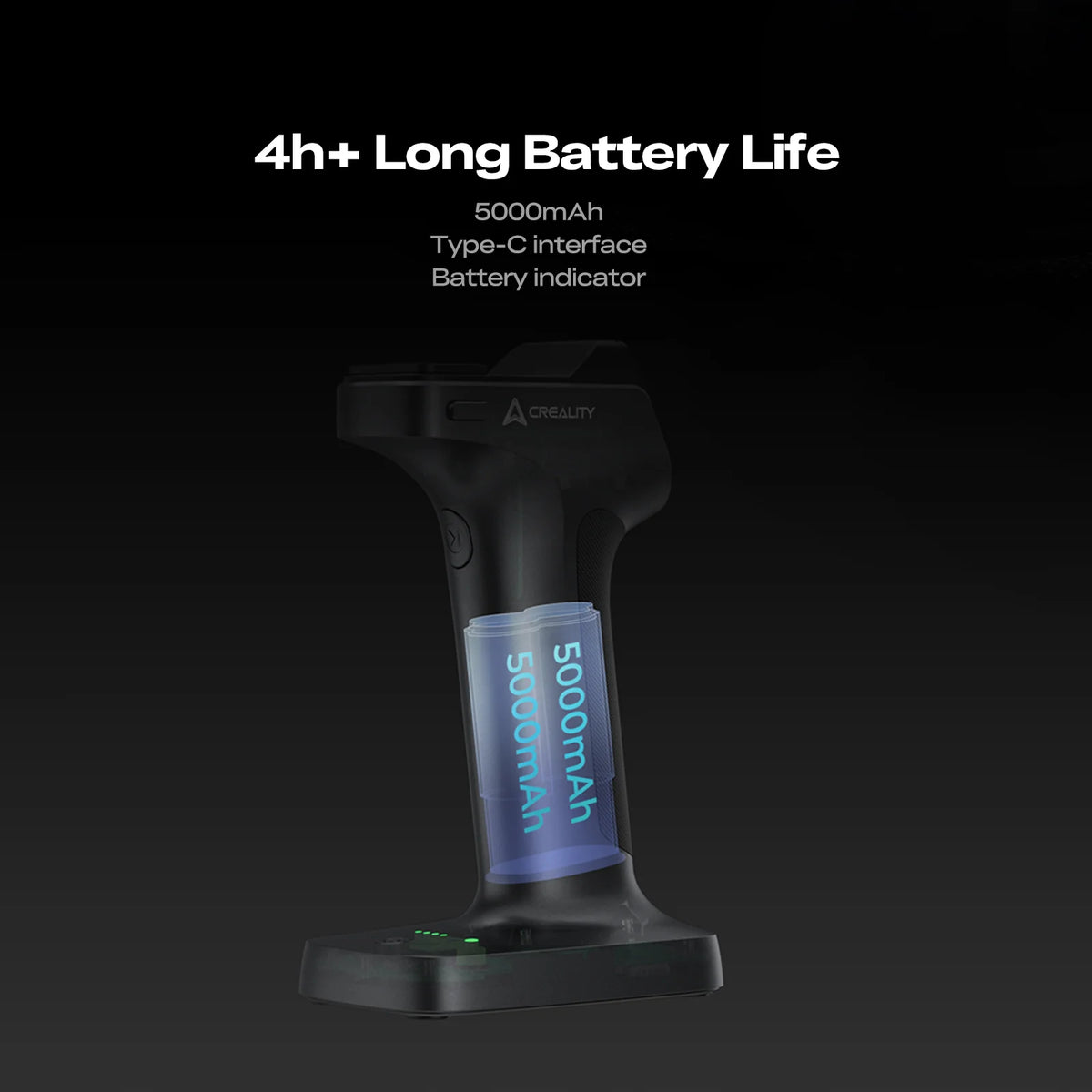 Creality SERMOON X1 handheld setup shown with a battery pack on a black background.