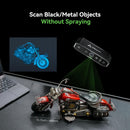 Creality 3D scanner scanning a model of a motorcycle on a desk with a laptop.