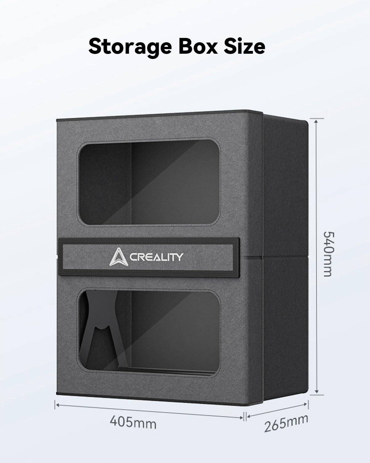Creality filament storage-box dimension diagram on a white background.