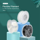 Three spools of flexible filament on a green background with 'HP-TPU' branding.