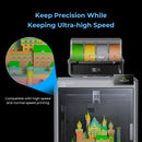 Creality 3D printer with a colorful castle model on a black background