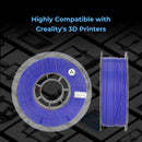 Spool of blue 3D printing filament with Creality 3D printer in the background