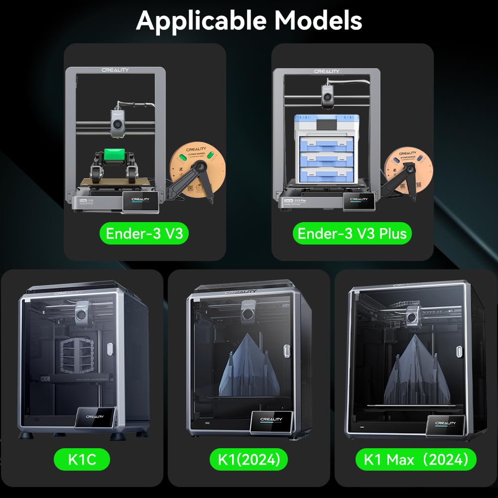 Creality E3D ObXidian nozzle compatibility chart listing printer models and model years.