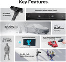 Key features of a scanning device displayed on a gray background