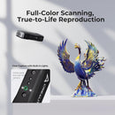 Camera device with built-in lights and a detailed peacock sculpture on a white background.