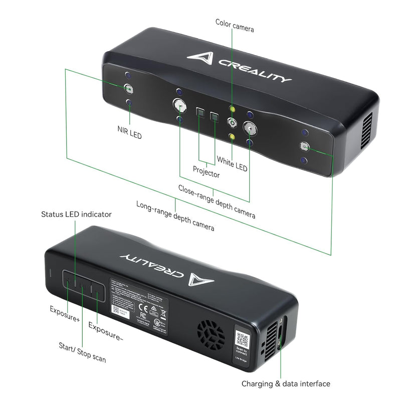 Creality Otter Lite/ Basic 3D Scanner-Creality Otter Lite 3D Scanner, Wireless 3D Scanner for 3D Printing, 0.05mm High Precision, Full-Color Scanning | WiFi 6 | Portable for Metal/Black Objects | Windows/macOS/Android/iOS