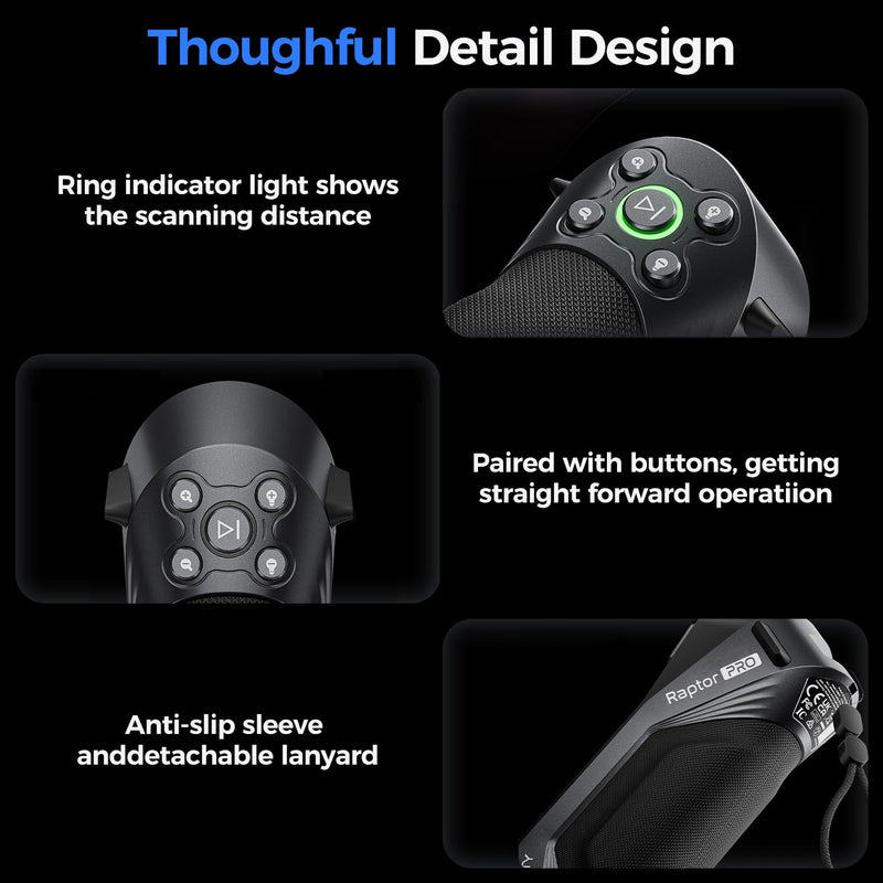 Creality 3D Scanner CR-Scan Raptor Pro for 3D Printing, 22+7 Blue Laser & NIR Handheld Scanner 0.02mm Accuracy, 60fps High-Speed & 5MM to 4M Objects, 24-Bit Full-Color Scanning for Windows macOS