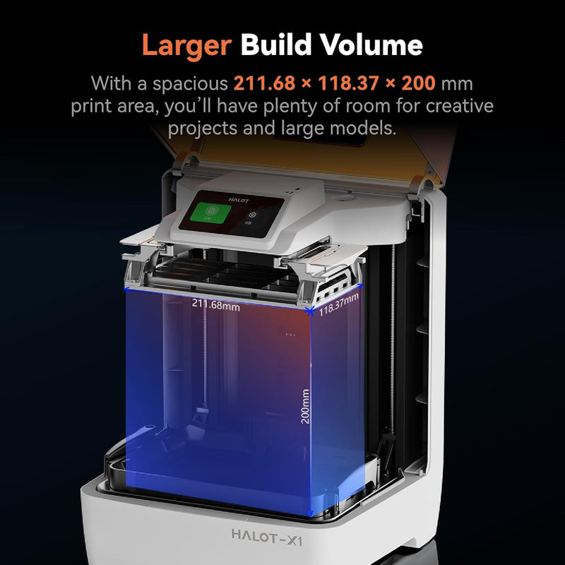 Creality Halot-X1 Combo Resin 3D Printer, 10.1" 16K Mono LCD, 14×19 μm, 170 mm/h High-Speed Printing, Intelligent Resin Management, Fully Assembled Auto Leveling, Large Print Size: 211.68x118.37×200mm