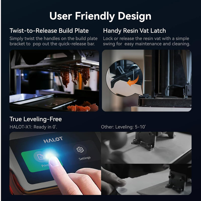 Creality Halot-X1 Combo Resin 3D Printer, 10.1" 16K Mono LCD, 14×19 μm, 170 mm/h High-Speed Printing, Intelligent Resin Management, Fully Assembled Auto Leveling, Large Print Size: 211.68x118.37×200mm