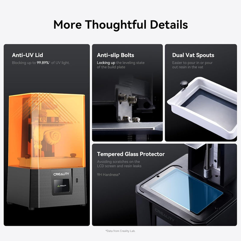 Creality Resin 3D Printer for Kids and Beginners, HALOT R6 Fully Assembled, Upgraded Light Source with High-Precision Printing, LCD Monochrome Screen Simple Workflow 3D Resin Printers