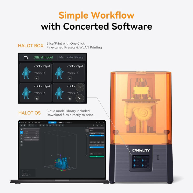 Creality Resin 3D Printer for Kids and Beginners, HALOT R6 Fully Assembled, Upgraded Light Source with High-Precision Printing, LCD Monochrome Screen Simple Workflow 3D Resin Printers