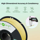 Spool of yellow filament with Soleyin branding and measurement tool on a light green background