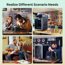 Collage of a 3D printer in various settings including home DIY, maker hobby, education, and industrial use.