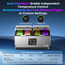 3D printing dual chamber device with temperature control features on a blue background