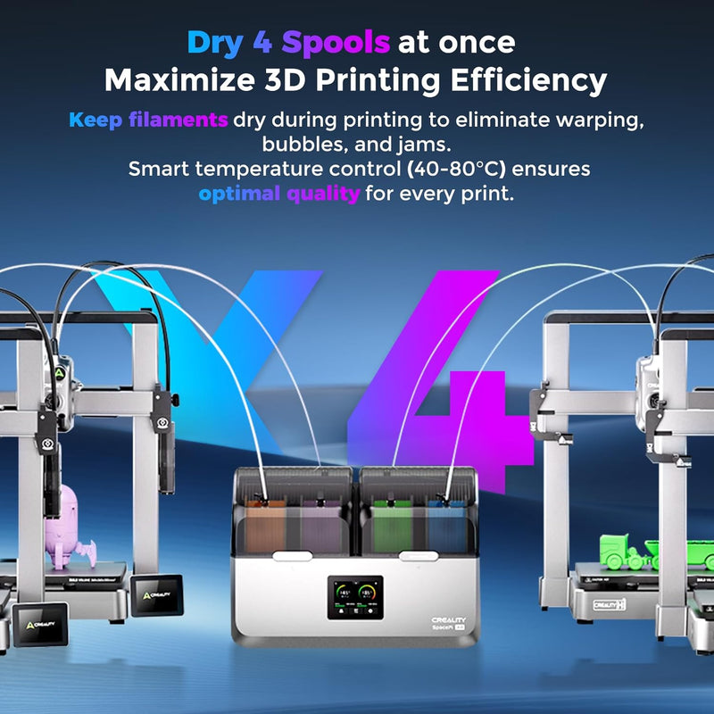 Creality Space Pi X4 Filament Dryer 4 Roll 3D Printer Dry Box with 110W PTC Heater 360° Rapid Heating LCD Touch Screen One-Key Operation PLA PETG ABS TPU Nylon Compatible