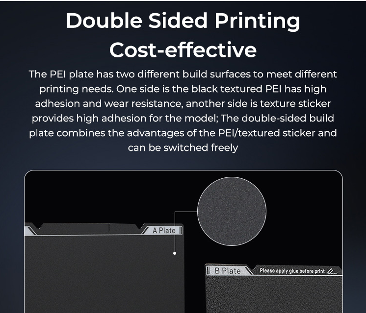 Creality K1 3D Printer Double Sided Printing Bed（coated PEI and textured sticker） with Smooth PEI Build Plate Kit 235 * 235mm