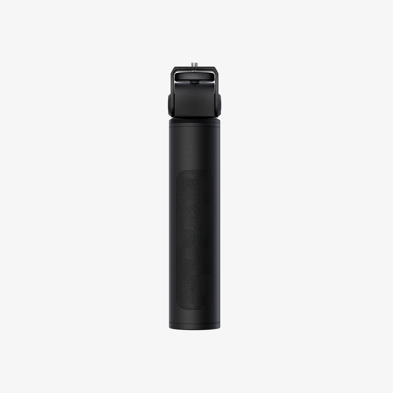 Black cylindrical product with a textured surface on a white background