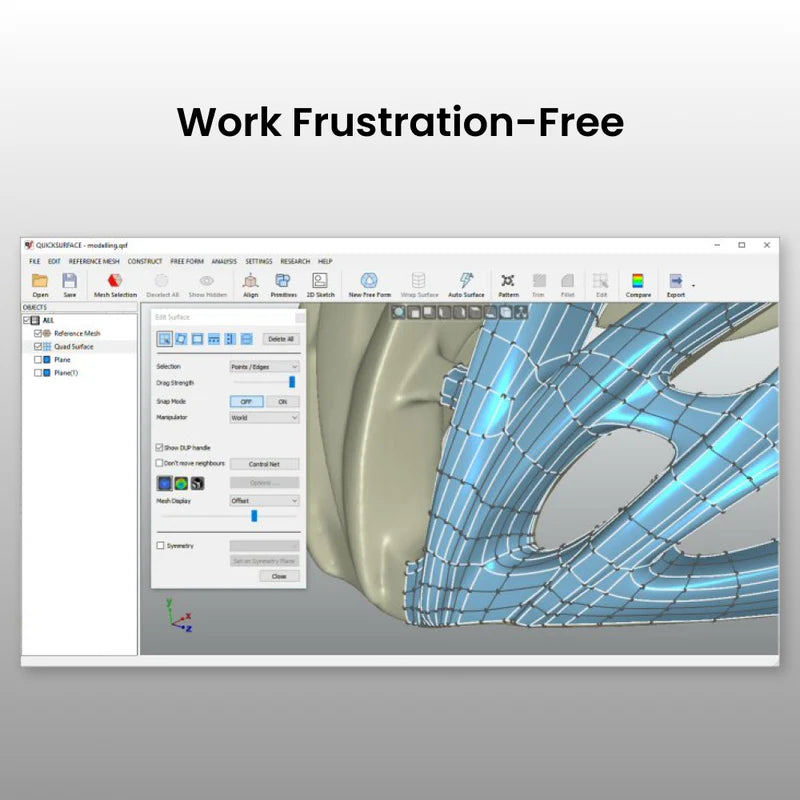 QUICKSURFACE for SOLIDWORKS - fast and easy to ready for reverse engineering workflows