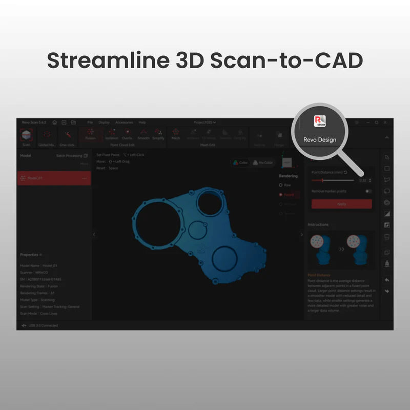 Revopoint Revo Design scan-to-CAD software.