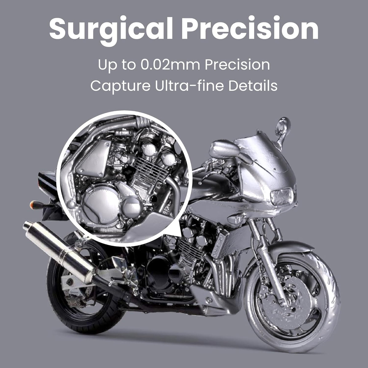Revopoint MIRACO specifications graphic covering scanning accuracy and the RGB camera.