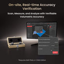 Computer monitor displaying software interface with text about on-site real-time accuracy verification.