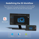 Promotional graphic for Revo Scan 6 3D software showing a desktop monitor and smartphone displaying a blue 3D camera model, with marketing text at the top and platform icons for Windows, macOS, and Android at the bottom.