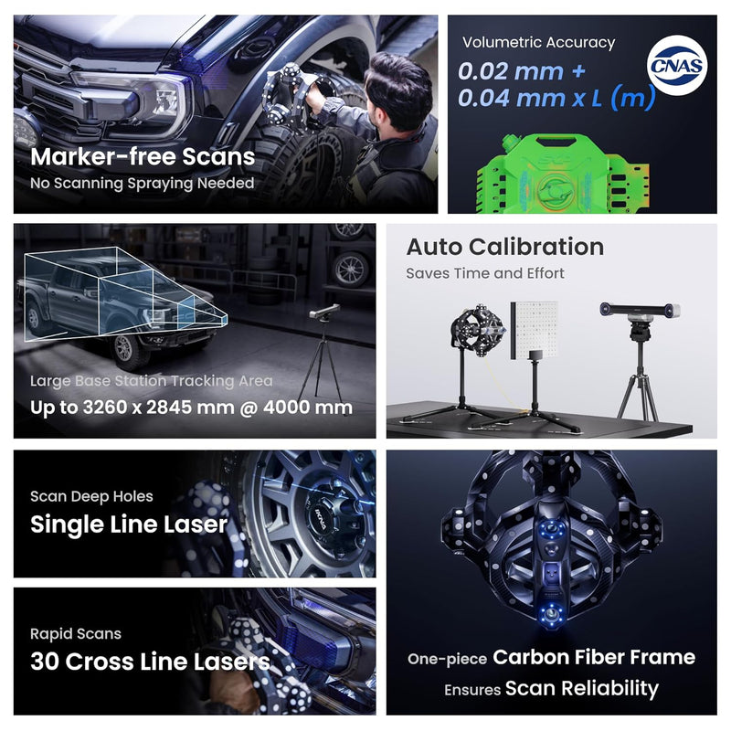 Revopoint Trackit 3D Scanner for 3D Printing, Metrology-Grade Precision 0.02mm, Blue Laser Scans, Marker-Free Scans, Ultra-Realistic Texture Mapping for 3D Modeling