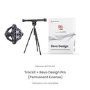 3D scanning device, tripod, and Revo Design software package on a white background