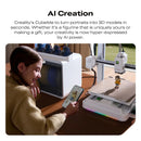 Person using a SPARKX i7 Combo 3D Printer with text about AI creation and 3D modeling.