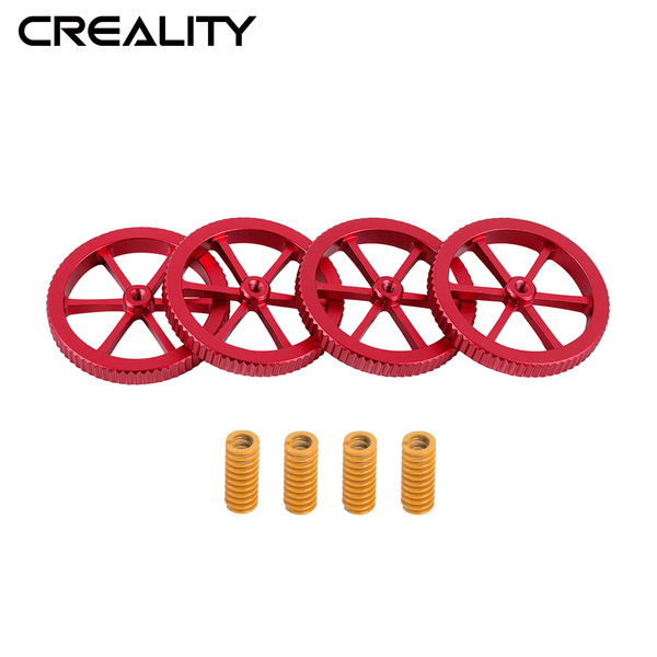 Creality Red Manually Leveling Wheel Screw Nut + Yellow Hotbed Spring x4 Package
