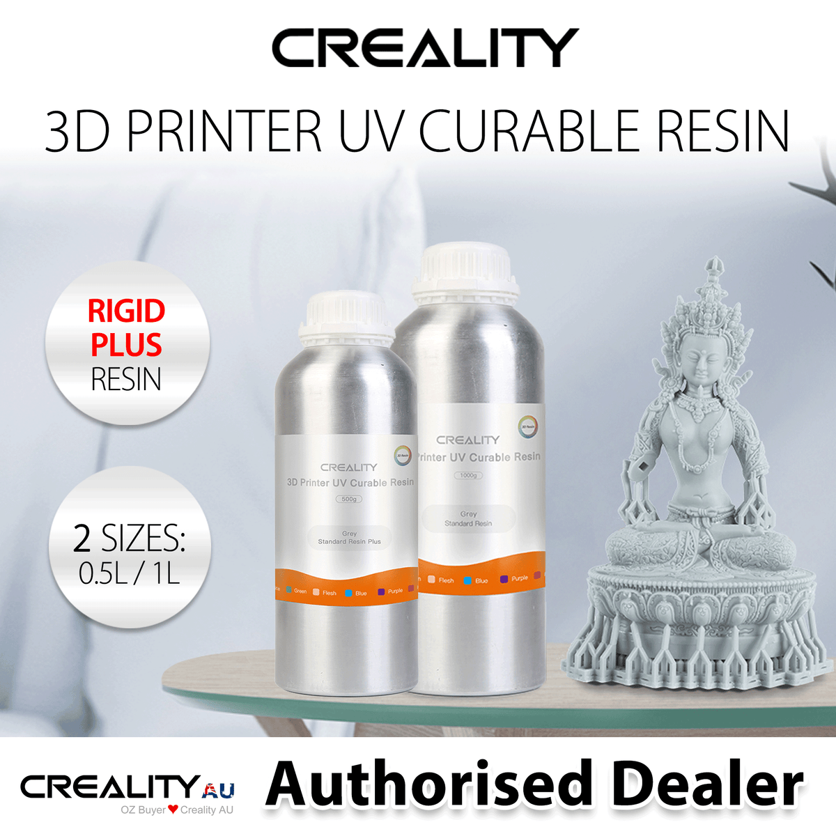Creality 0.5 1L 3D Printing Rigid PLUS Resin UV Sensitive 405nm LCD DLP Printer-Warehouse Clearance from $9.99 AUD