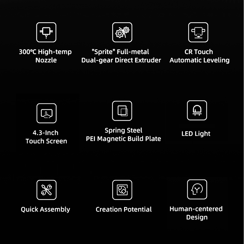 ender 3 s1 pro parameter-300 high temp-full metal dual gear direct extruder- cr touch automatic leveling- touch screen-led light