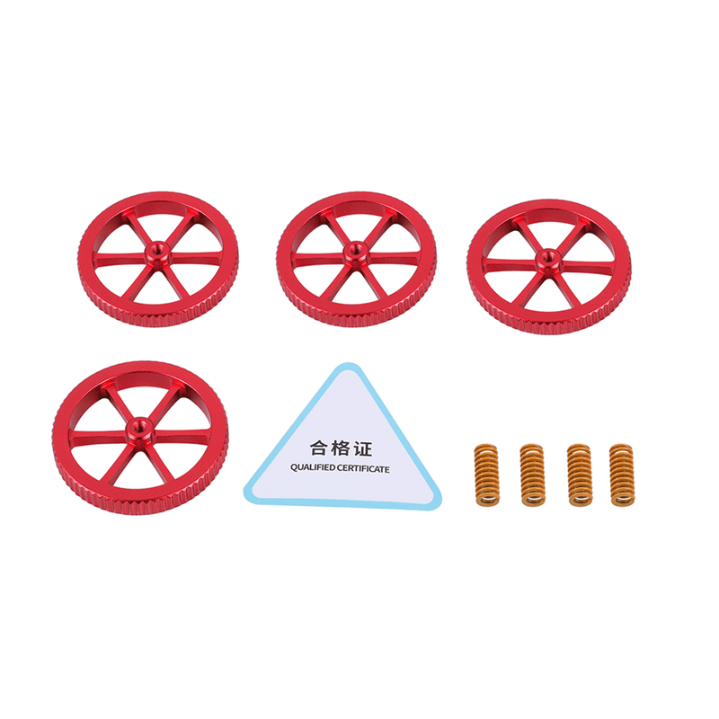 Creality Red Manually Leveling Wheel Screw Nut + Yellow Hotbed Spring x4 Package