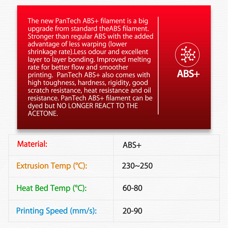 PanTech ABS+ 3D Printing Filament