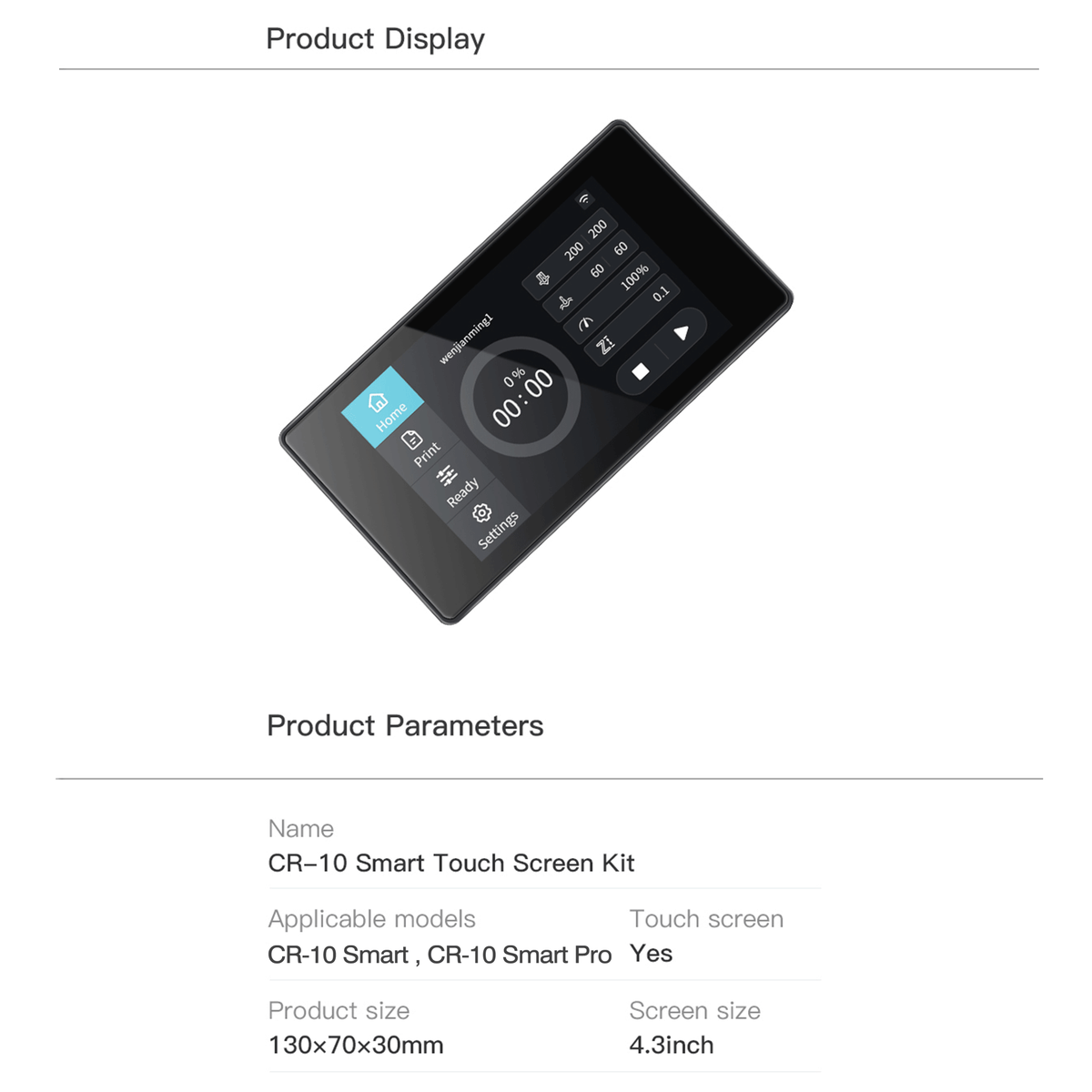 Creality 4.3-Inch Touchscreen for CR-10 Smart & Smart Pro